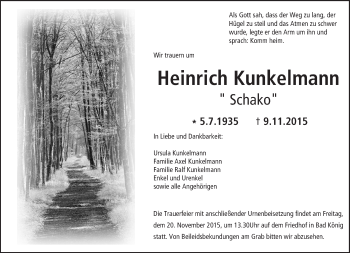 Traueranzeige von Heinrich Kunkelmann von trauer.echo-online.de