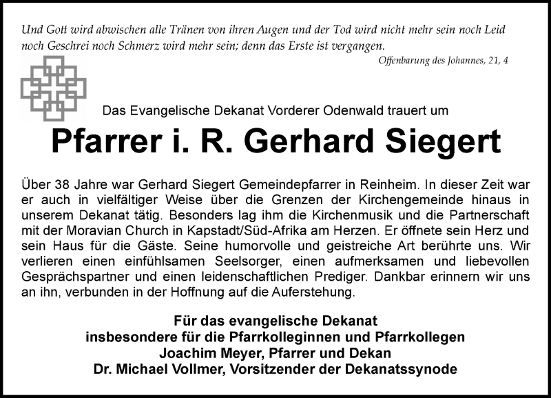  Traueranzeige für Gerhard Siegert vom 21.11.2015 aus trauer.echo-online.de