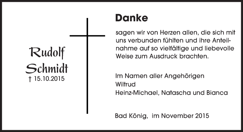  Traueranzeige für Rudolf Schmidt vom 28.11.2015 aus trauer.echo-online.de
