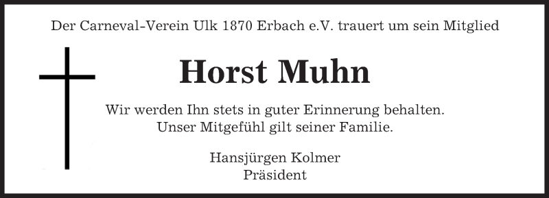  Traueranzeige für Horst Muhn vom 13.11.2015 aus trauer.echo-online.de