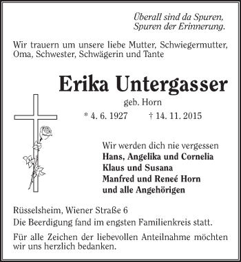 Traueranzeige von Erika Untergasser von trauer.echo-online.de