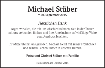 Traueranzeige von Michael Stüber von  Ingelheim-Bingen