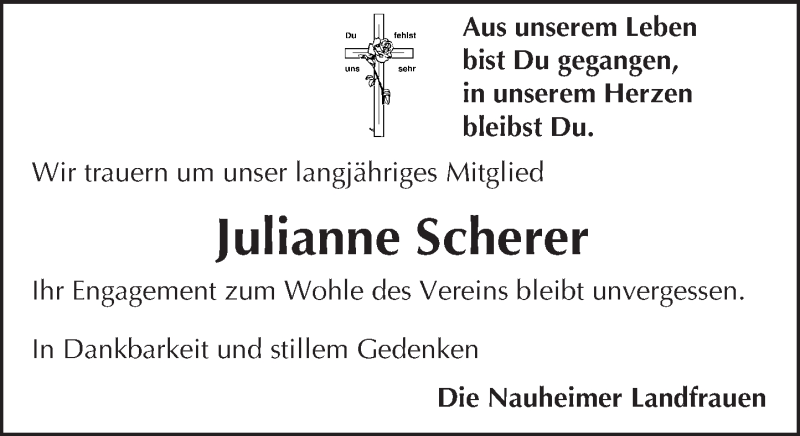  Traueranzeige für Julianne Scherer vom 10.11.2015 aus trauer.echo-online.de