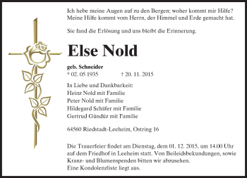Traueranzeige von Else Nold von trauer.echo-online.de