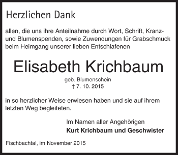 Traueranzeige von Elisabeth Krichbaum von trauer.echo-online.de