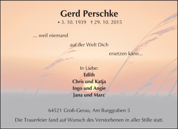 Traueranzeige von Gerd Perschke von trauer.echo-online.de