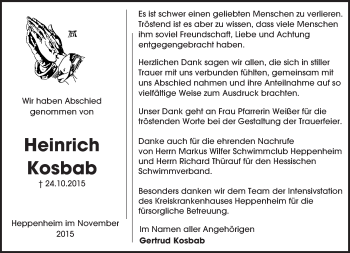 Traueranzeige von Heinrich Kosbab von trauer.echo-online.de