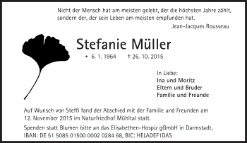Traueranzeige von Stefanie Müller von trauer.echo-online.de