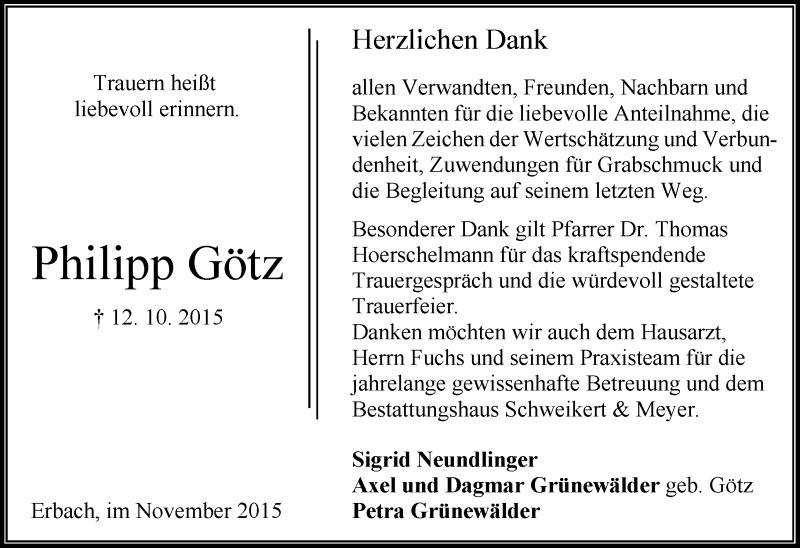  Traueranzeige für Philipp Götz vom 18.11.2015 aus trauer.echo-online.de