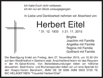 Traueranzeige von Herbert Eitel von trauer.echo-online.de