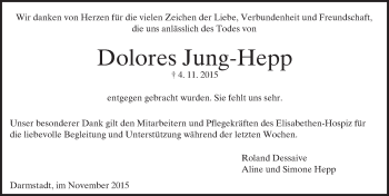 Traueranzeige von Dolores Jung-Hepp von trauer.echo-online.de