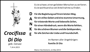 Traueranzeige von Crocifissa Di Dio von  Mainz
