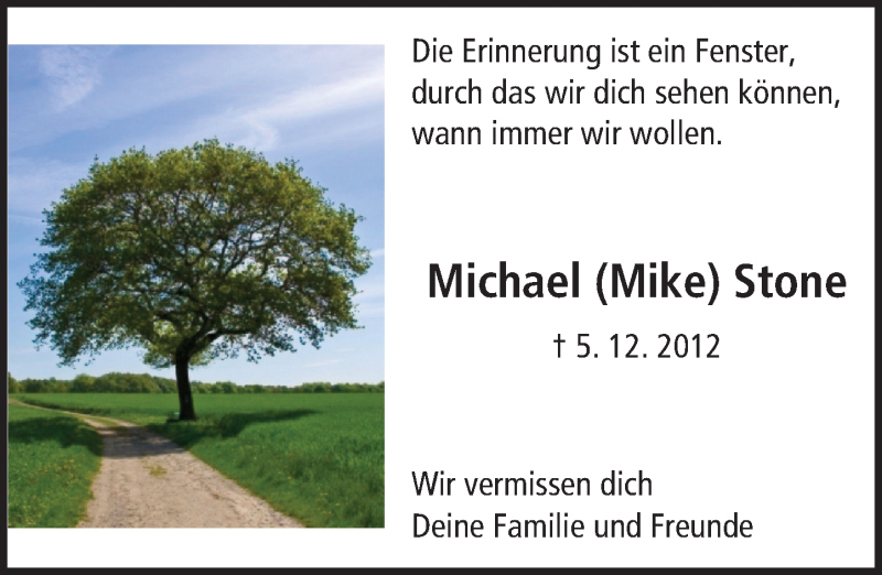  Traueranzeige für Michael Stone vom 05.12.2015 aus trauer.echo-online.de