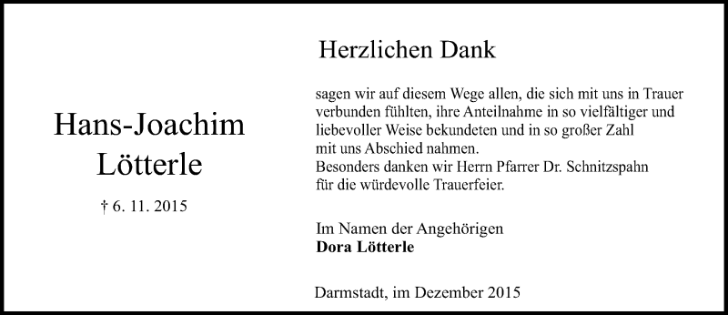  Traueranzeige für Hans-Joachim Lötterle vom 05.12.2015 aus trauer.echo-online.de