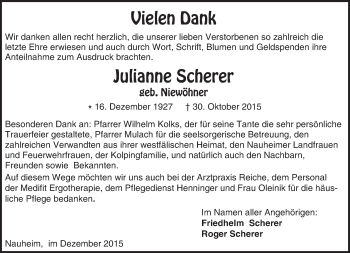 Traueranzeige von Julianne Scherer von trauer.echo-online.de