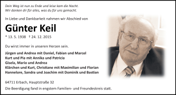 Traueranzeige von Günter Keil von trauer.echo-online.de