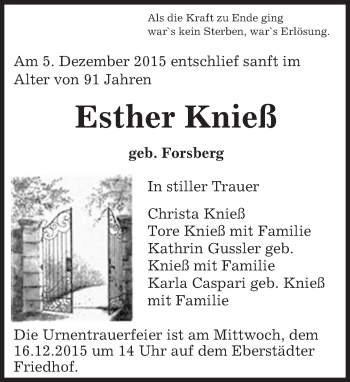 Traueranzeige von Esther Knieß von trauer.echo-online.de