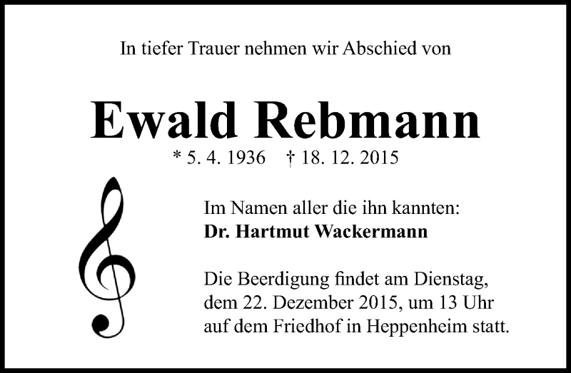  Traueranzeige für Ewald Rebmann vom 21.12.2015 aus trauer.echo-online.de