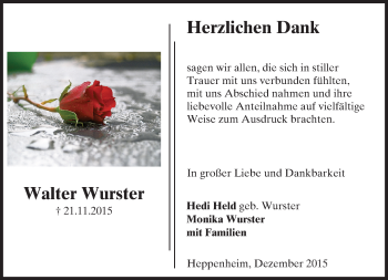 Traueranzeige von Walter Wurster von trauer.echo-online.de