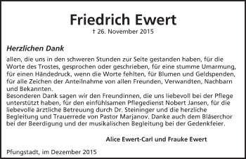 Traueranzeige von Friedrich Ewert von trauer.echo-online.de