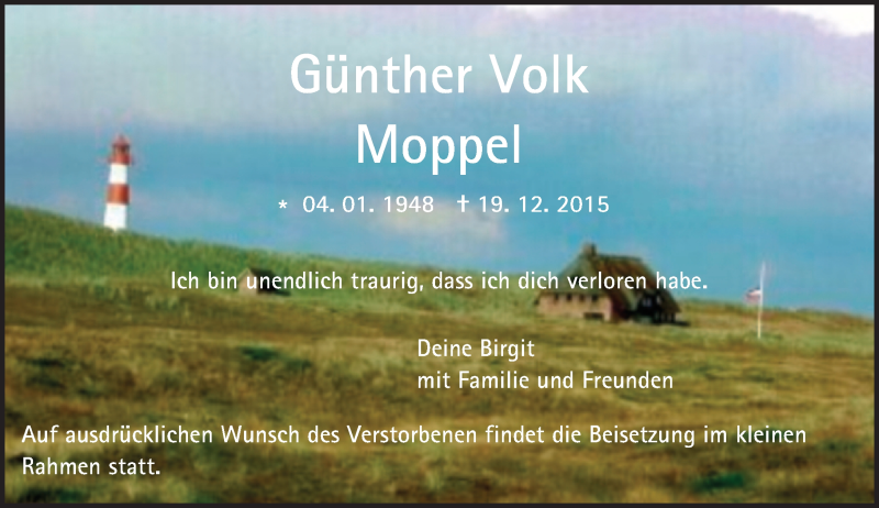  Traueranzeige für Günther Volk vom 22.12.2015 aus trauer.echo-online.de