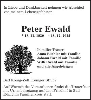 Traueranzeige von Peter Ewald von trauer.echo-online.de