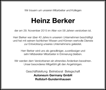 Traueranzeige von Heinz Berker von trauer.echo-online.de