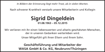 Traueranzeige von Sigrid Dingeldein von trauer.echo-online.de