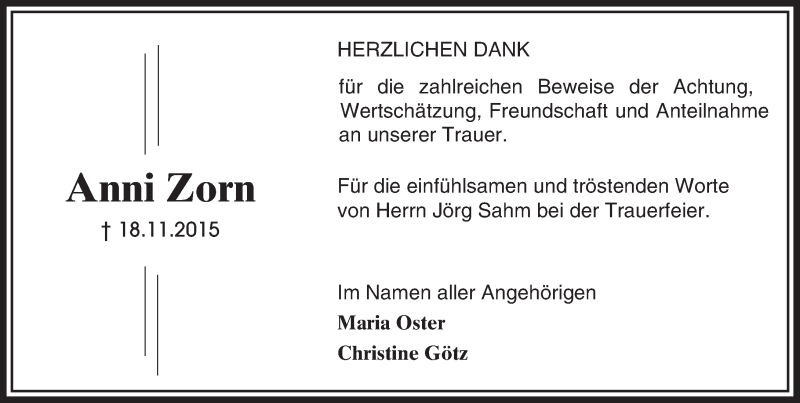  Traueranzeige für Anni Zorn vom 12.12.2015 aus trauer.echo-online.de