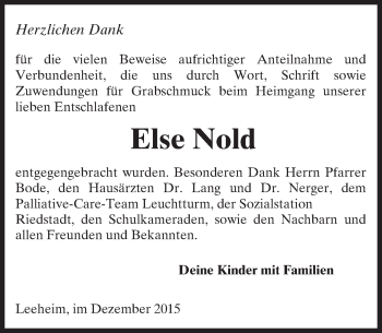 Traueranzeige von Else Nold von trauer.echo-online.de