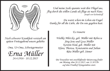 Traueranzeige von Erna  Müller von trauer.echo-online.de