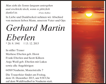 Traueranzeige von Gerhard Martin Eberlen von trauer.echo-online.de