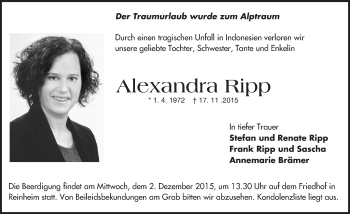 Traueranzeige von Alexandra Ripp von trauer.echo-online.de
