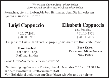 Traueranzeige von Luigi und Elisabeth Cappuccio von trauer.echo-online.de