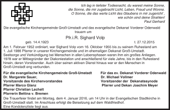 Traueranzeige von Sighard Volp von trauer.echo-online.de