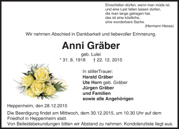 Traueranzeige von Anni Gräber von trauer.echo-online.de