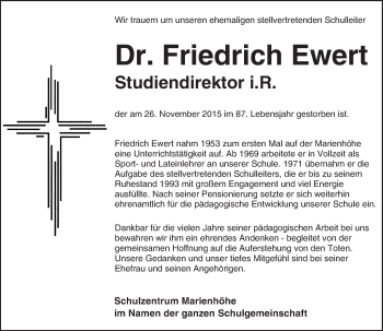 Traueranzeige von Friedrich Ewert von trauer.echo-online.de