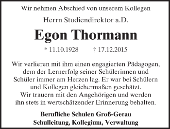 Traueranzeige von Egon Thormann von trauer.echo-online.de