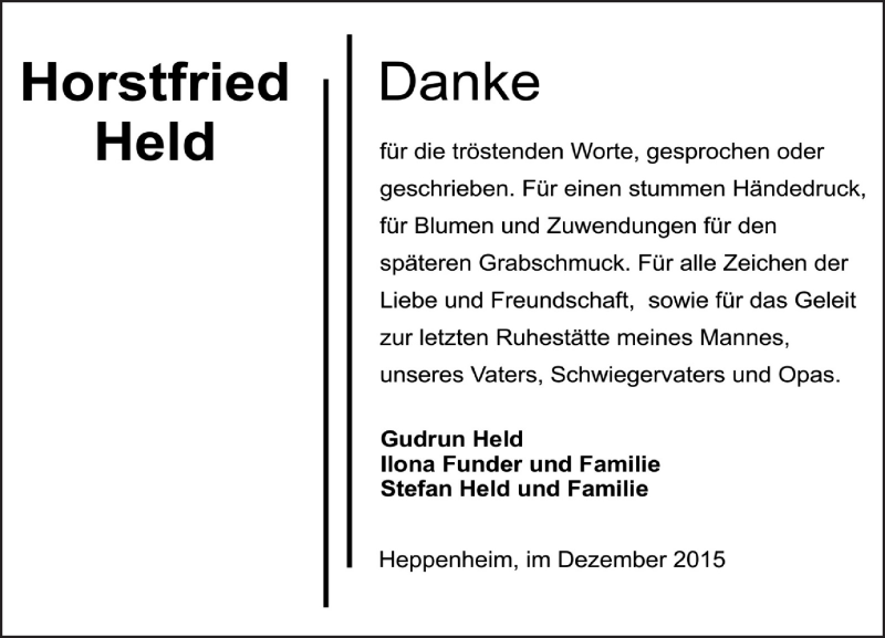  Traueranzeige für Horstfried Held vom 12.12.2015 aus trauer.echo-online.de