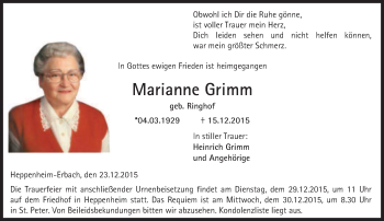 Traueranzeige von Marianne Grimm von trauer.echo-online.de