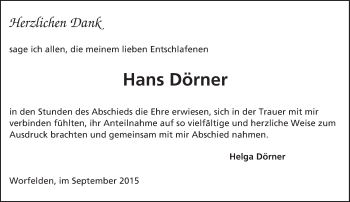Traueranzeige von Hans Dörner von trauer.echo-online.de