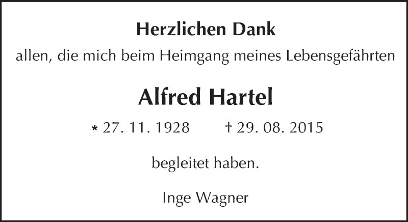  Traueranzeige für Alfred Hartel vom 26.09.2015 aus trauer.echo-online.de