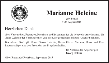 Traueranzeige von Marianne Heleine von trauer.echo-online.de