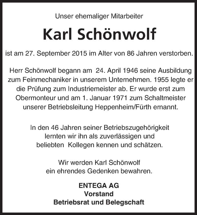  Traueranzeige für Karl Schönwolf vom 30.09.2015 aus trauer.echo-online.de