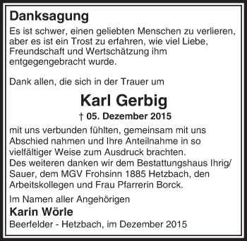 Traueranzeige von Karl Gerbig von trauer.echo-online.de