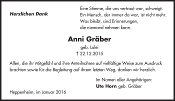 Traueranzeige von Anni Gräber von trauer.echo-online.de