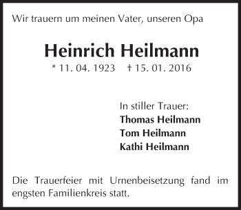Traueranzeige von Heinrich Heilmann von trauer.echo-online.de