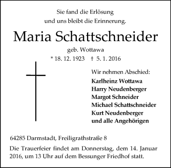 Traueranzeige von Maria Schauschneider von trauer.echo-online.de