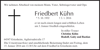 Traueranzeige von Friedbert Kühn von trauer.echo-online.de