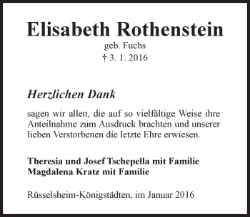 Traueranzeige von Elisabeth Rothenstein von trauer.echo-online.de